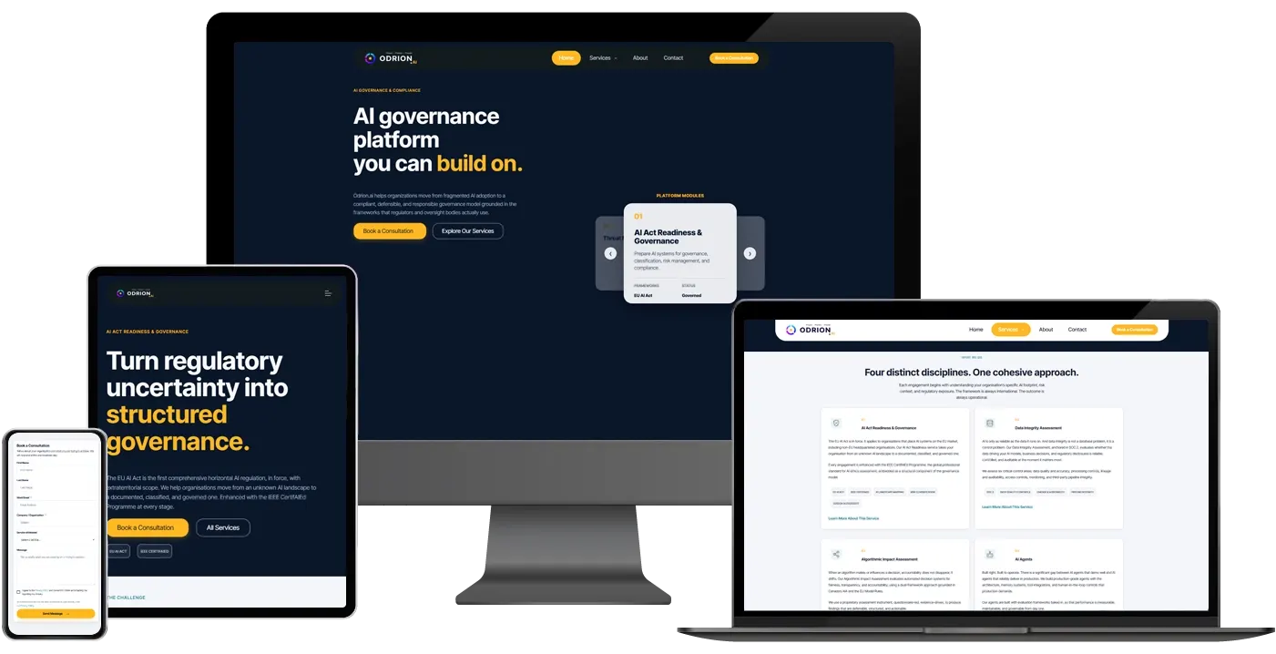Odrion on desktop, tablet and mobile